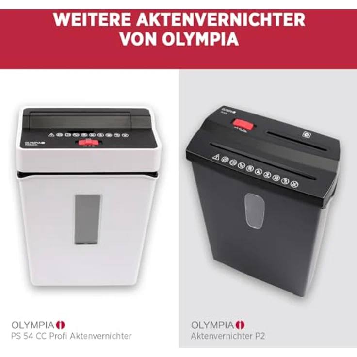 OLYMPIA PS 16 Pro Aktenvernichter, Streifenschnitt P-2, 6 mm, für bis zu 6 Blatt, weiß, mit Rücklauffunktion und Overheat-Schutz – Bild 8