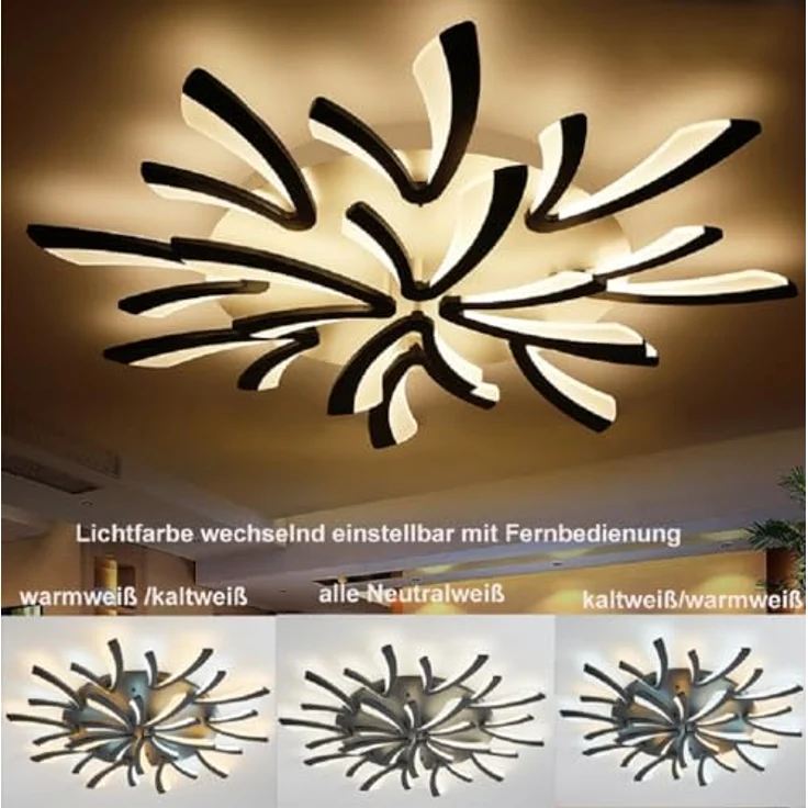 Eurotondisplay NEU XW062B-15 120cm LED Deckenlampe mit Fernbedienung, dimmbar, schwarz – Bild 4