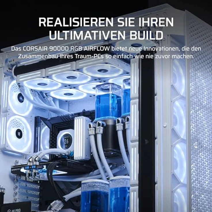Corsair 9000D RGB Airflow Super Full-Tower-PC-Gehäuse – Geräumige Innenraum – InfiniRail™-Lüfterhalterungssystem – iCUE LINK-System-Hub Inbegriffen – Weiß – Bild 4