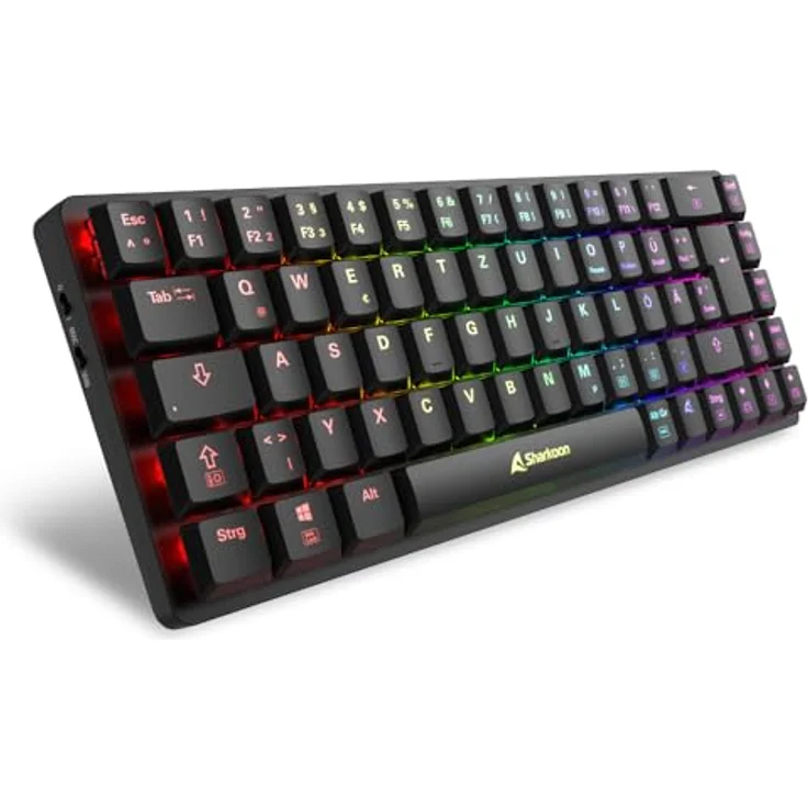Sharkoon PureWriter W65, mechanische Tastatur mit kabelloser RF Wireless-Verbindung, Kailh Brown Switches, RGB-Hintergrundbeleuchtung, 65%-Layout, schwarz – Bild 2
