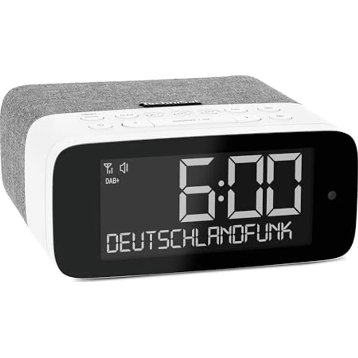 TechniSat DIGITRADIO 52 ASA, DAB+ Radiowecker mit Automatic Safety Alert, dreifacher Wecktimer, dimmbares LC Display, Bluetooth Audiostreaming, grau/weiß – Bild 1