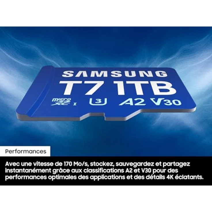 Samsung T7 microSD-Karte MB-MB512T/WW, 512 GB, UHS-I U3, Wasserfest & temperaturbeständig, für Mobile Games, Blau – Bild 5