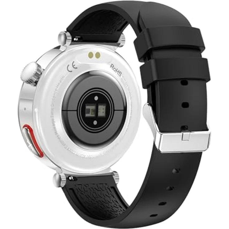 Knauermann NEO 2 (2025), Gesundheitsuhr Smartwatch in Silber mit EKG, HRV, Schlafapnoe-Überwachung, Blutdruckmessung und schwarzem Silikonband – Bild 4