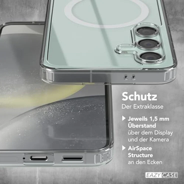 EAZY CASE Hülle für Galaxy S24 FE, transparente Schutzhülle mit Qi Charging, ultra aufprallsicher, stoßfest und kratzfest, weiß, mit Kameraschutz – Bild 4