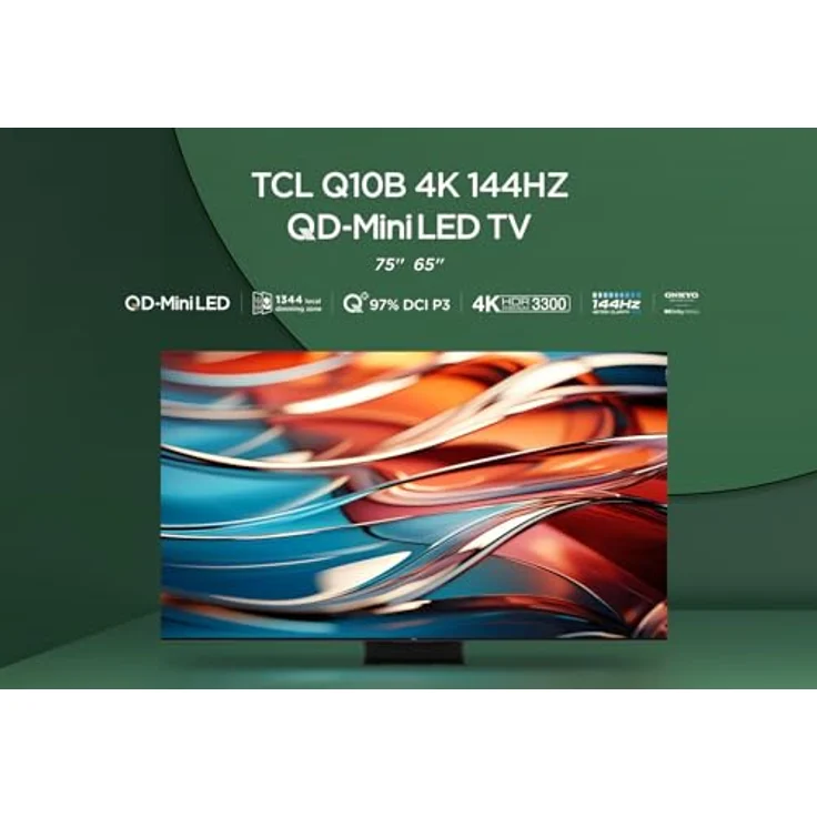 TCL 65Q10B 65 Zoll QLED PRO MiniLED Fernseher, 4K UHD, 4K HDR Premium 3300nits, Smart Google TV mit 144Hz Motion Clarity Pro und Onkyo 2.1.2 Dolby Atmos Sound – Bild 2