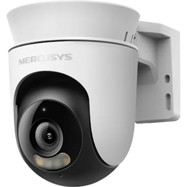 Mercusys IPCam MC500, Outdoor Pan/Tilt Netzwerkkamera mit 1080p Auflösung, Vollfarb-Nachtsicht, IP65 wetterfest, Weiss/Schwarz