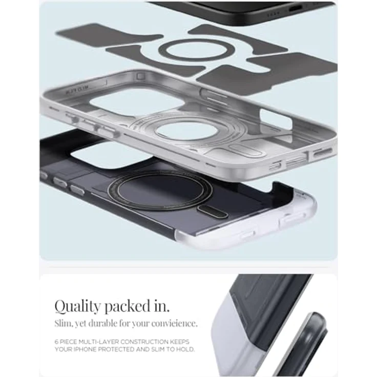 Spigen Classic C1 MagFit Hülle für iPhone 16 Pro, Transparentes Design, Integriertes Magnet, Eckschutz durch Air Cushion Technologie -Graphite – Bild 4