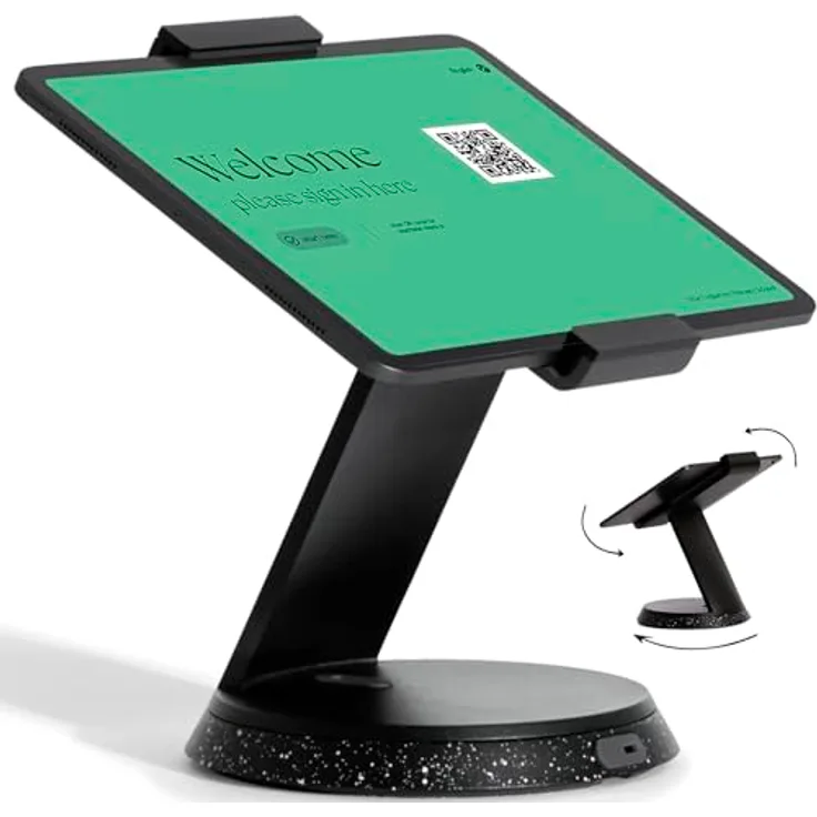 BOUNCEPAD Bouncepad Eddy - universelle Tischhalterung für iPads und Tablets, schwarz, 360° drehbar, kompatibel mit iPad Mini bis iPad Pro 12.9 Zoll