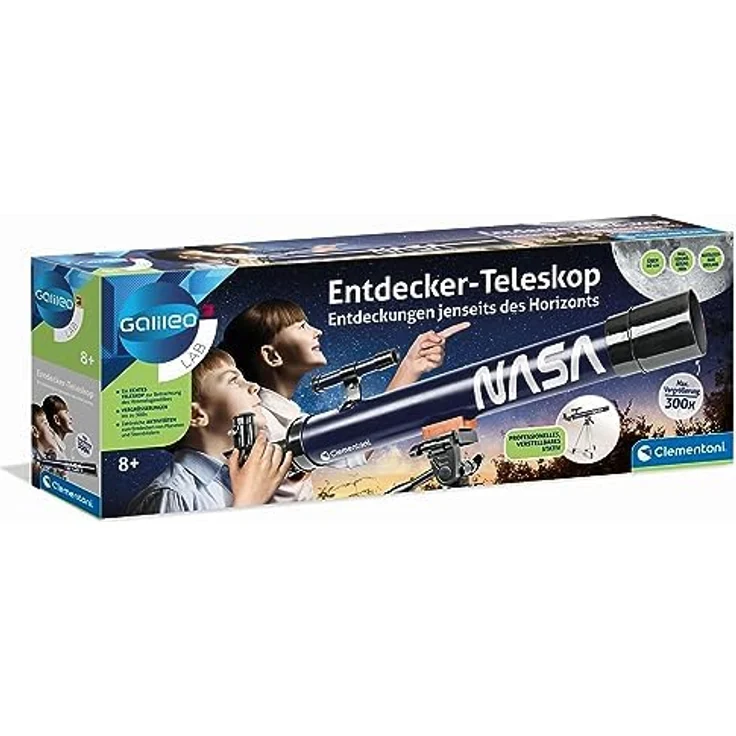 Clementoni® Teleskop Galileo, NASA-Teleskop mit 50 mm Objektiv und austauschbaren Okularen, blau – Bild 2