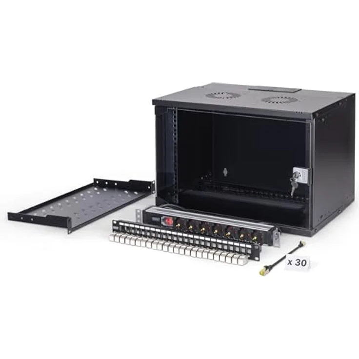Digitus 19" SOHO PRO Netzwerk-Set, 7HE Wandgehäuse mit Zubehör, Schwarz – Bild 1