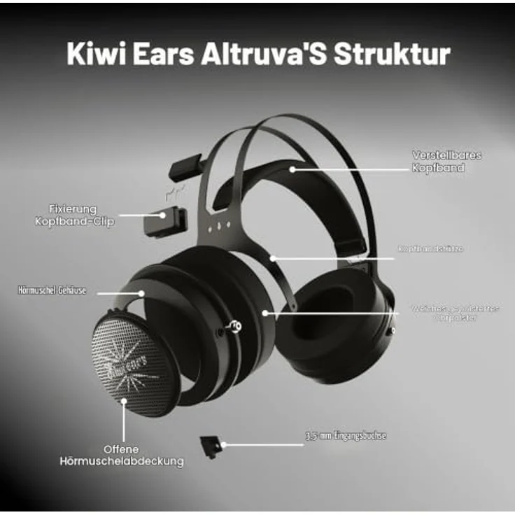 LINSOUL Kiwi Ears Altruva Over-Ear-Kopfhörer, Hi-Fi 50mm Dynamische Treiber, Offenes Design, Kabelgebunden, Schwarz Holz – Bild 5