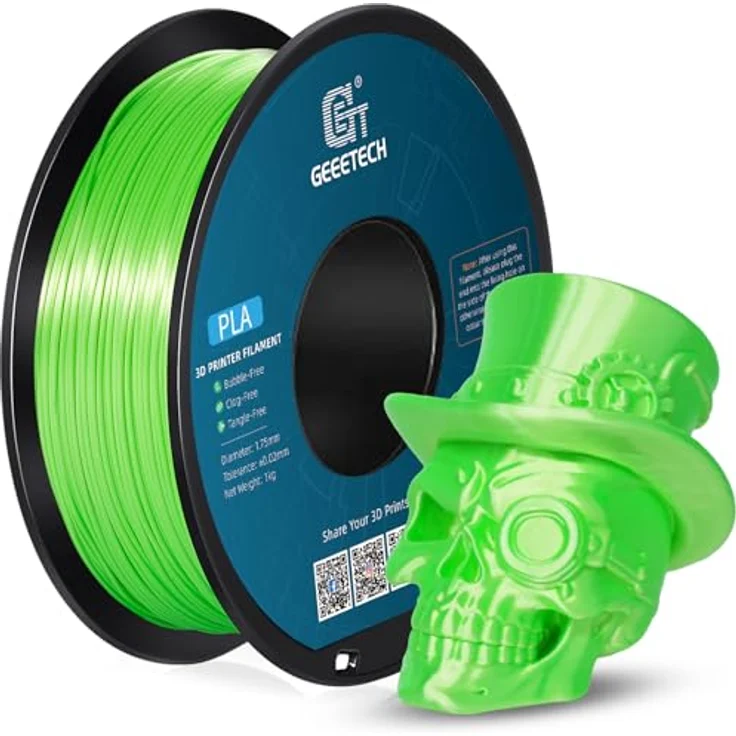 GEEETECH PLA Filament 1.75mm Silk Grün, 3D Drucker Filament 1kg Spule, hohe Präzision, verbesserte Haltbarkeit – Bild 1