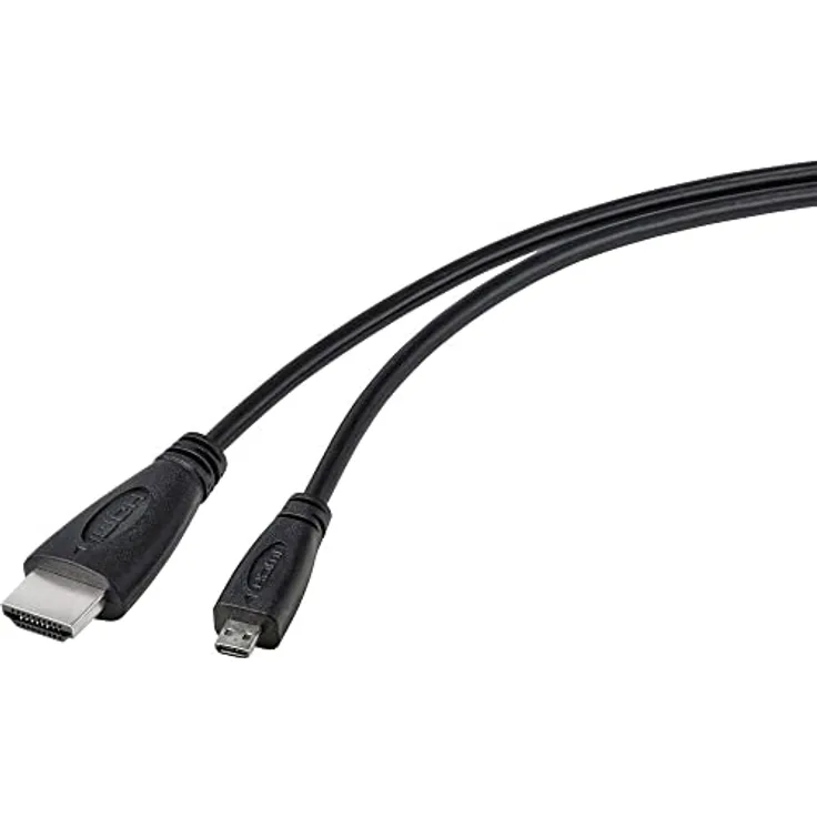 TRU Components Raspberry Pi HDMI-Kabel [1 x HDMI-Stecker – 1 x HDMI-Stecker D Micro] 1,80 m schwarz