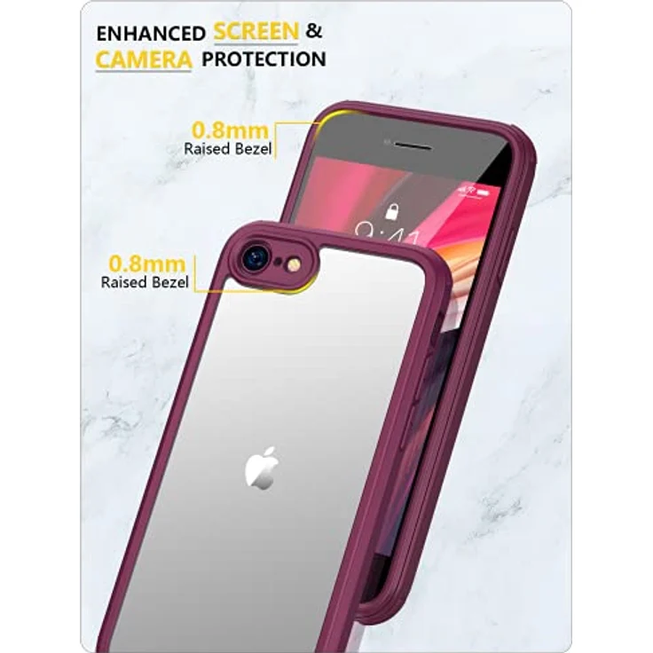 Miracase 360 Grad Hülle für iPhone SE 2022/ SE 2020/ iPhone 8, Ganzkörper Schutzhülle mit eingebauter Glas Displayschutzfolie, Stoßfest, Rosarot – Bild 5