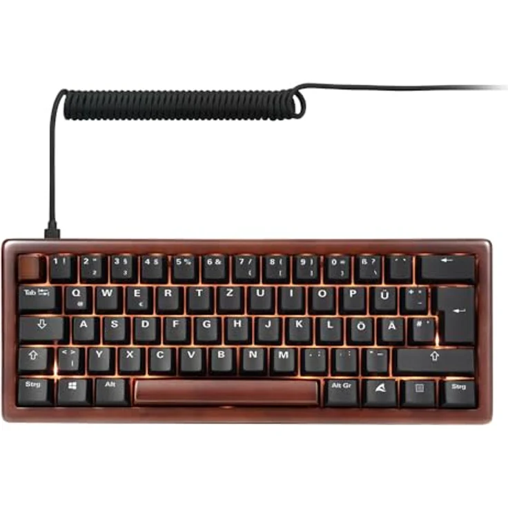 Sharkoon Skiller SGK50 S4 Wood, RGB Gaming Tastatur, 60% DE-Layout, PBT-Tasten, Gelbe G Pro 3.0 Schalter – Bild 2