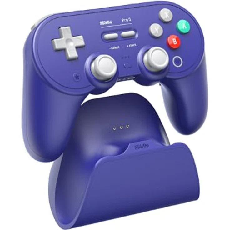 8Bitdo Pro 3 Bluetooth Controller, Multiplattform-kompatibel für Switch/Switch 2, mit TMR-Joysticks, austauschbaren ABXY-Tasten, Pro-Back-Buttons, integrierter Ladestation und Hall-Effekt-Trigger - Purple – Bild 2