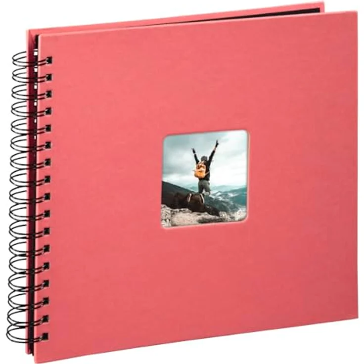 Hama Fotoalbum Fine Art, 50 schwarze Seiten, 25 Blatt, Spiralalbum 28 x 24 cm, mit Ausschnitt für Bildeinschub, flamingo-rot--rosa – Bild 3