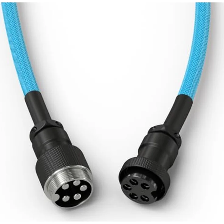 Glorious GMMK Coiled Cable, USB-C/USB-A Spiralkabel in Electric Blue, 1,40 m, doppelt ummantelt für erhöhte Haltbarkeit, fünfpoliger Aviator-Plug – Bild 5