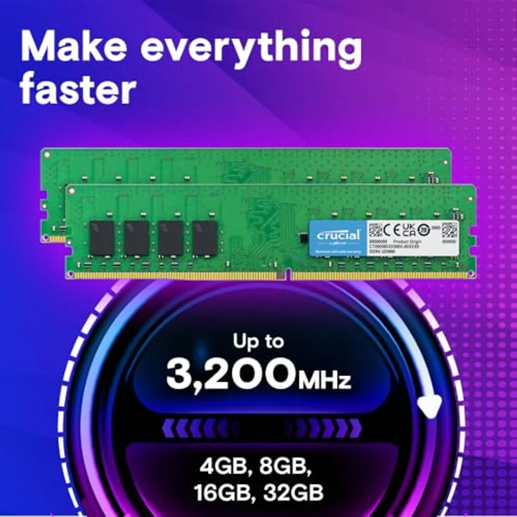 Crucial CT16G4DFRA32A 16GB Speicher (DDR4, 3200 MT-s, PC4-25600, DIMM, 288-Pin) - Preisvergleich – Bild 2