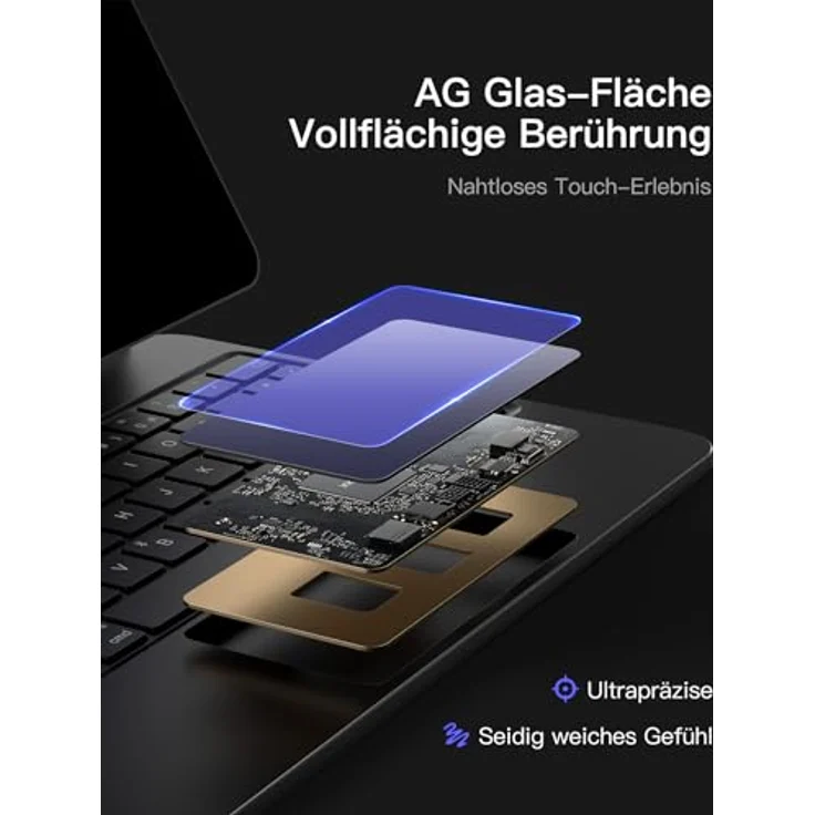 Inateck Magic Keyboard für iPad Pro 11 2024 M4 Hülle mit Tastatur, Schnellladefunktion, LED-Anzeige, Click-Anywhere-Trackpad, 7 Farben Hinterleuchtet, QWERTZ, KB09121  – Bild 5