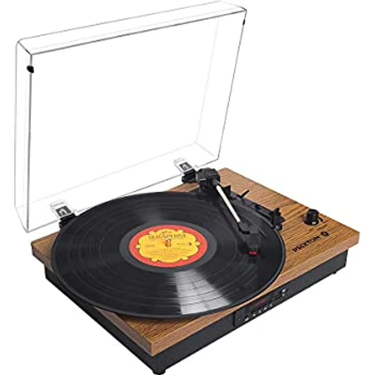 PRIXTON - Studio Vintage-Vinyl-Plattenspieler - Vinyl-Player & Konverter über Bluetooth, USB, SD, Radio - 2 eingebaute Lautsprecher - Anti-Staub-Deckel - Holzdesign – Bild 3