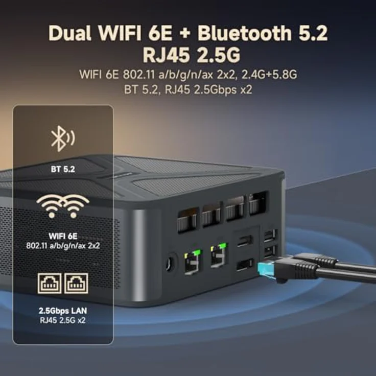 ALLIWAVA GH8 Mini PC, AMD Ryzen 9 8945HS bis 5,2 GHz, 32 GB DDR5 RAM, 1 TB SSD, AMD Radeon 780M, Dual 2.5G LAN, USB4, 4K-Display-Unterstützung, Metall – Bild 5