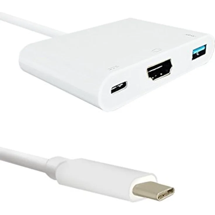 Qoltec Adapter USB 3.1 Type C Male | HDMI A Female + USB 3.0 A Female + USB 3.1 Type C PD | 0.2m | White