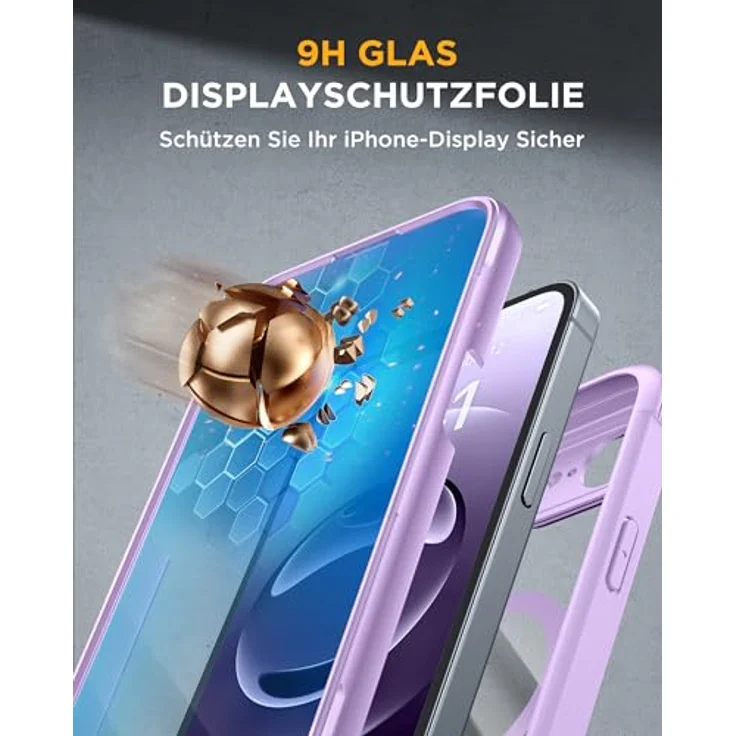 Miracase für iPhone 17e & iPhone 16e Hülle, 360° Stoßfest mit Panzerglas-Schutz und Voll-Kameraschutz, MagSafe-kompatibel, langlebig, Helllila – Bild 3