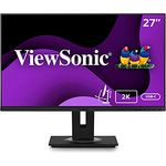 ViewSonic VG2756-2K 68,6 cm (27 Zoll) Büro Monitor (QHD, IPS-Panel, HDMI, DP, RJ45 Ethernet, USB C, Höhenverstellbar, Lautsprecher, Eye-Care, 4 Jahre Austauschservice) Schwarz