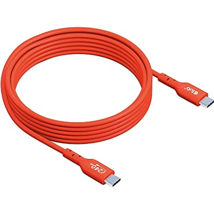 Club 3D USB 2 Typ C Kabel PD 240W, 2m, bi-direktional, 480Mbps, rot – Bild 1