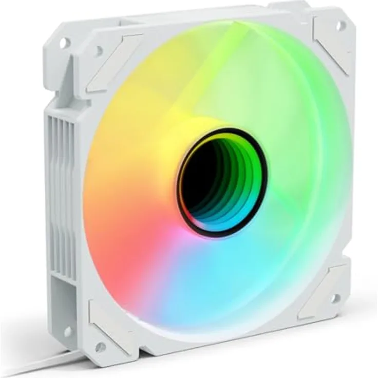 Sharkoon SHARK Mirror RGB PWM - Gehäuselüfter mit Infinity-Spiegeleffekt-Design, weiß, 500-1500 U/min