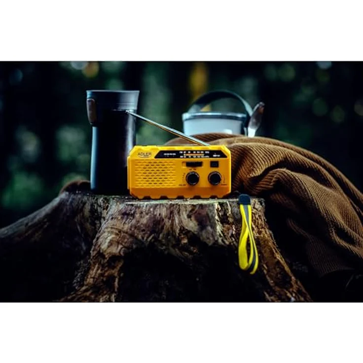 Adler Crank powered Radio, FM/AM Empfang, kompakt, schwarz/orange, mit Alarmfunktion und USB-C Lade-Eingang – Bild 3