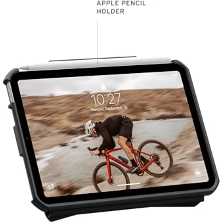 URBAN ARMOR GEAR Essential Armor Folio für Apple iPad mini (A17 Pro - 7. Generation 2024, 6. Generation 2022), Hülle mit Wake/Sleep-Funktion, Apple Pencil Halter und Standfunktion, schwarz (transparent) – Bild 4