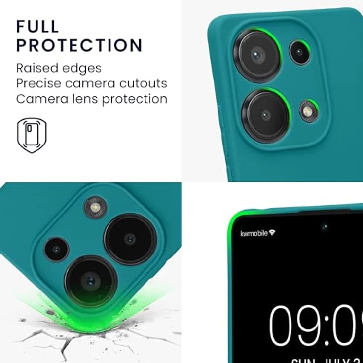 kwmobile Handyhülle kompatibel mit Xiaomi Redmi Note 13 Pro 4G, weiche Silikonhülle in petrol matt, rutschfest und reißfest mit präzisen Ausschnitten – Bild 3