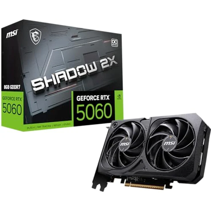 MSI GeForce RTX 5060 8G Shadow 2X OC, 8GB GDDR7 Grafikkarte mit PCIe 5, Boost 2535 Hz, HDMI 2.1b, DisplayPort 2.1b – Bild 1