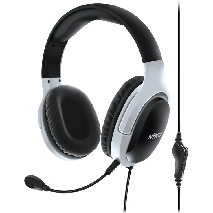 Nyko NP5-5000, True Wireless Stereo Gaming Headset mit 40-mm-Treibern, verstellbarem Kopfband und omnidirektionalem Mikrofon, Schwarz-Weiß