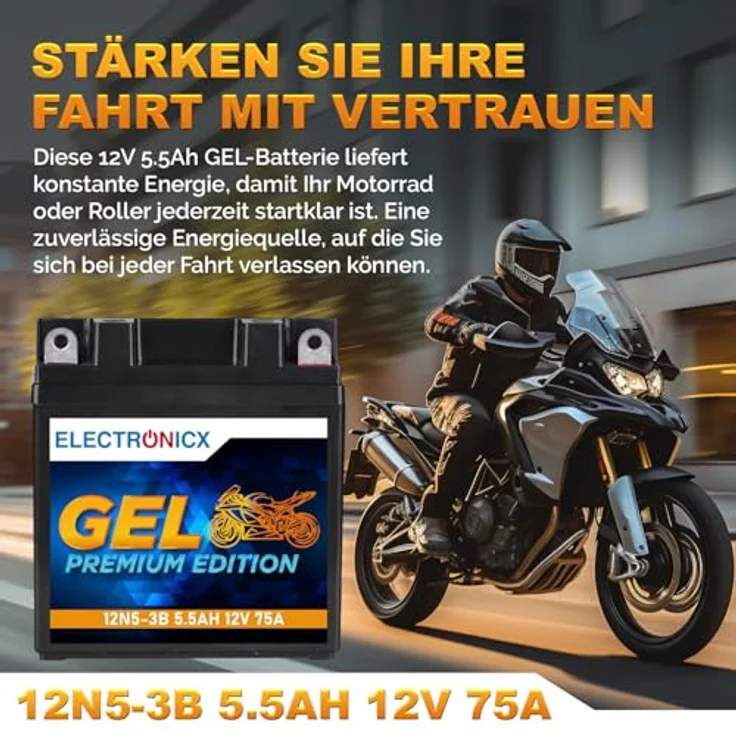 Electronicx Extreme Edition GEL Batterie 5.5Ah 12V für Motorrad, Roller und Quad – wartungsfrei, auslaufsicher, vibrationsfest – Bild 2