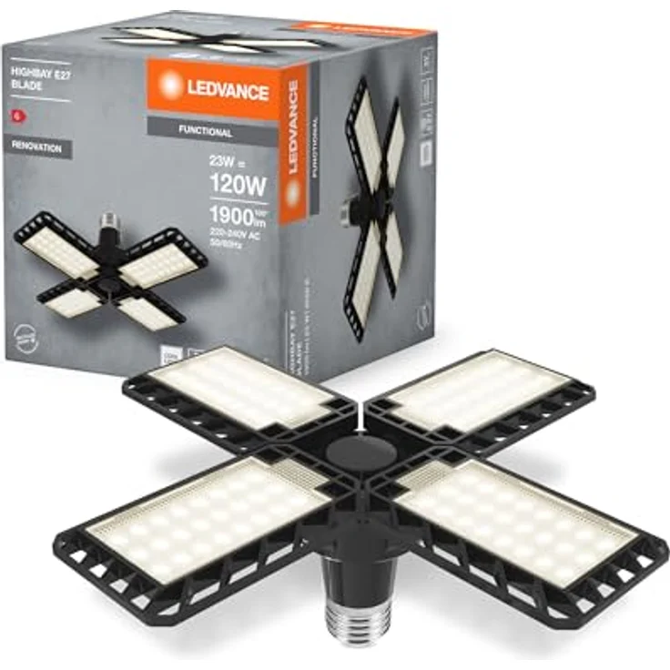 LEDVANCE LED FLOODLIGHT HIGHBAY E27 24W BK, Smarte Deckenbeleuchtung für Renovierungsarbeit – Bild 1