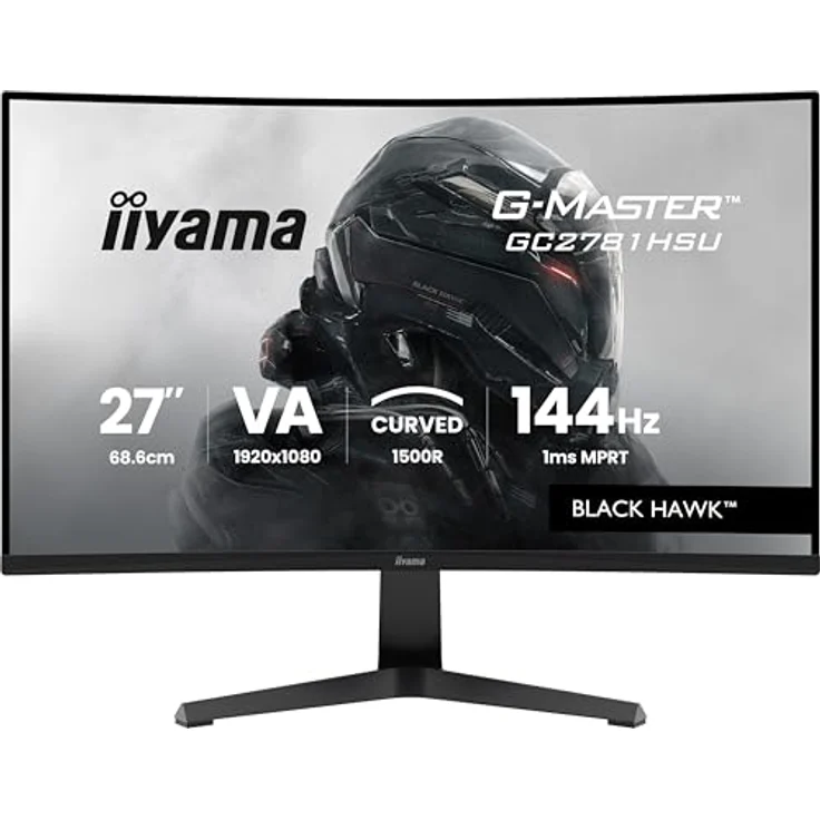 iiyama G-Master Black Hawk GC2781HSU-B1, 27“ Curved Gaming Monitor mit 1500R VA-Panel, 120Hz, 1ms, FreeSync, schwarz – Bild 2