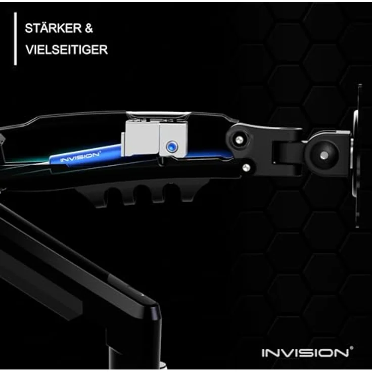 Invision MX400 Doppelarm Monitor Halterung für 19-32 Zoll Bildschirme, VESA 75 & 100 mm, Höhenverstellbar, Schreibtischklemme, Tragfähigkeit 2-9 kg, ergonomisches Design – Bild 2