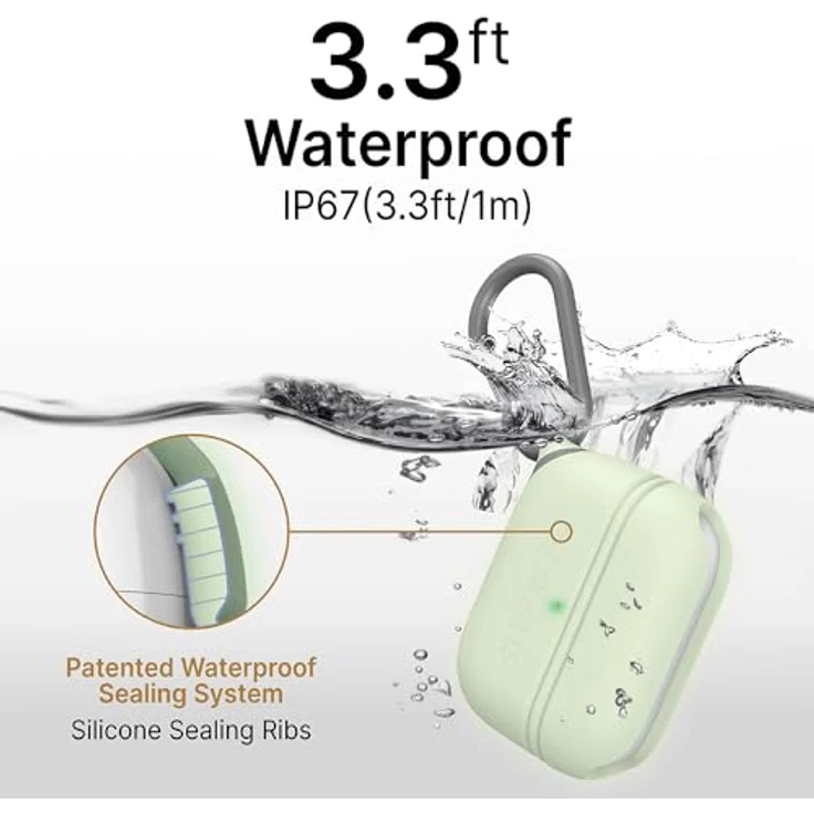 Catalyst Wasserdichtes Special Edition Case für AirPods Pro (1. und 2. Generation), IP67 Schutz, einteiliges Design, hohe Fallschutzeigenschaften, Soft-Touch, Glow in The Dark, mit Karabiner – Bild 4