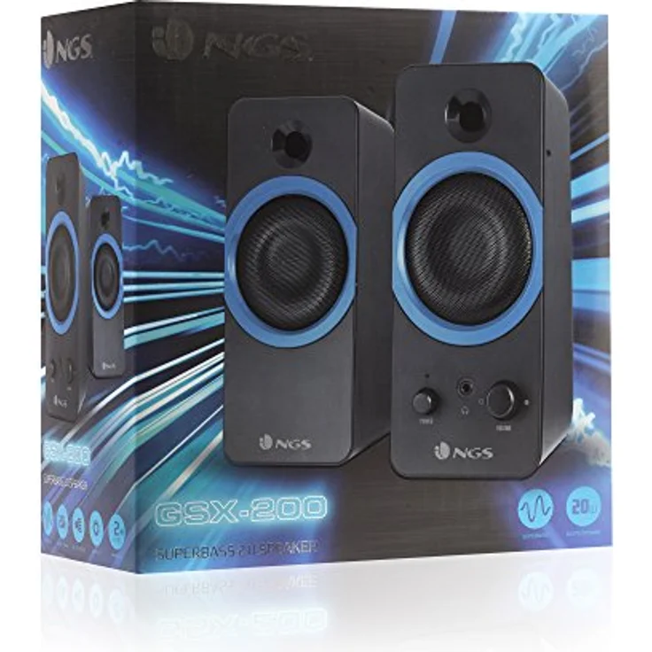 NGS gsx-200 20 W Schwarz Lautsprecher  Lautsprecher (schwarz, Flur, Tischplatte-Bücherregal, PC, Zentrum, verkabelt, 3,5 mm) – Bild 7