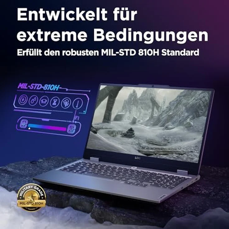 Lenovo LOQ Gaming Laptop, 15,6" Full HD 144Hz, Intel Core i5-12450HX, 16GB RAM, 512GB SSD, NVIDIA GeForce RTX2050, G-Sync, QWERTZ, grau, AI Chip LA1 – Bild 2