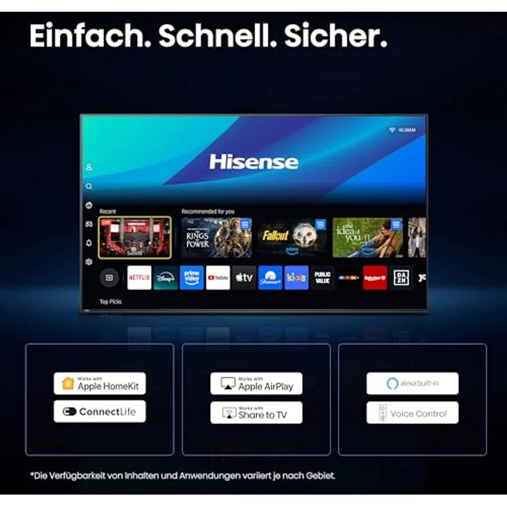 Hisense U7DSE 65'' ULED MiniLED Smart TV 4K, 165,1 cm (65"), 3840 x 2160 Pixel, WLAN, Schwarz – Bild 10