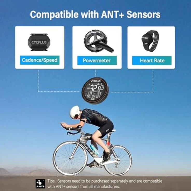 CYCPLUS Fahrradcomputer GPS Fahrradtacho Kabellos, Wasserdicht IPX6 Fahrrad Computer ANT+ Drahtloser Radcomputer, Rennrad Bluetooth 5.0 und Kilometerzähler, kompatibel mit Strava, Schwarz – Bild 4