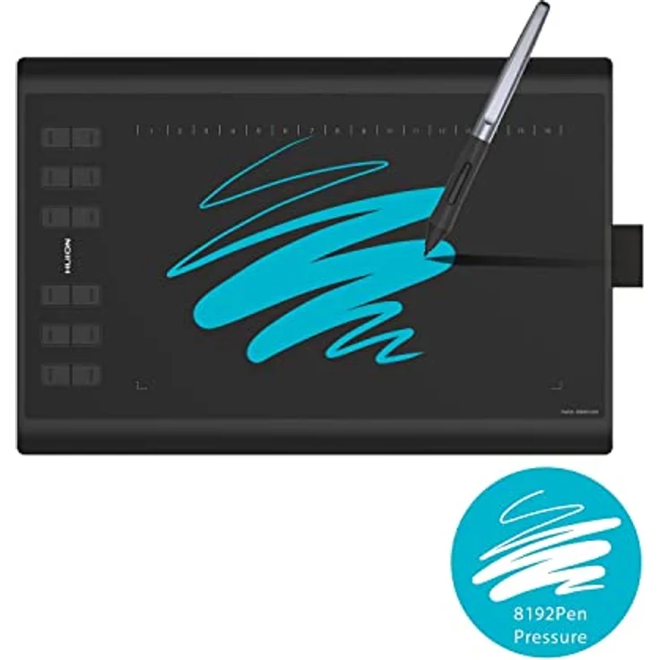 HUION H1060P Grafiktablett - 10 x 6,25 Zoll Arbeitsbereich - 8192 Druckempfindlichkeitsstufen - USB - Schwarz – Bild 2