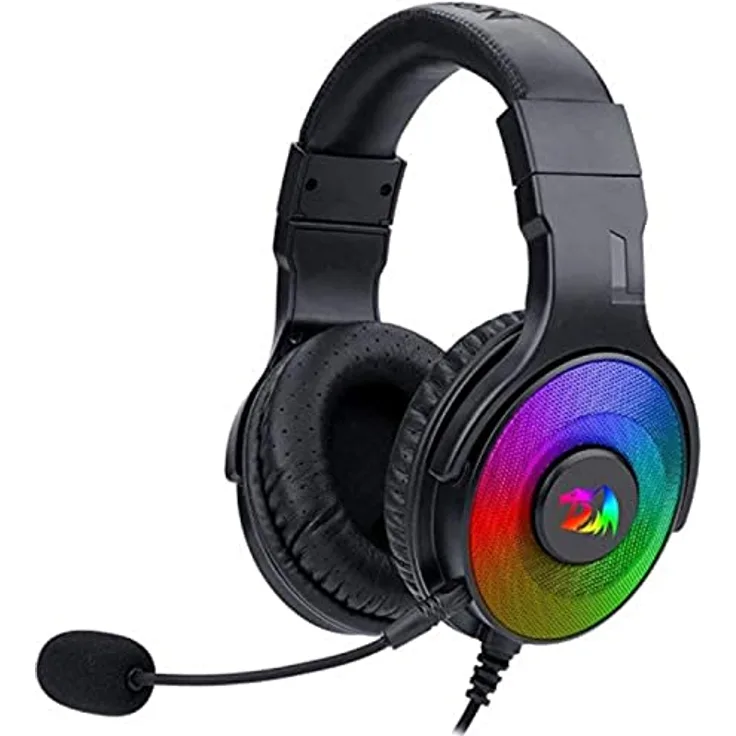 Redragon Pandora H350 RGB Gaming-Kopfhörer - High Definition Audio + Leistungsstarke Bass, Gaming-Headset mit abnehmbarem Mikrofon, große Ohrpolster, funktioniert auf PC/PS4/XBOX One/NS (Schwarz)