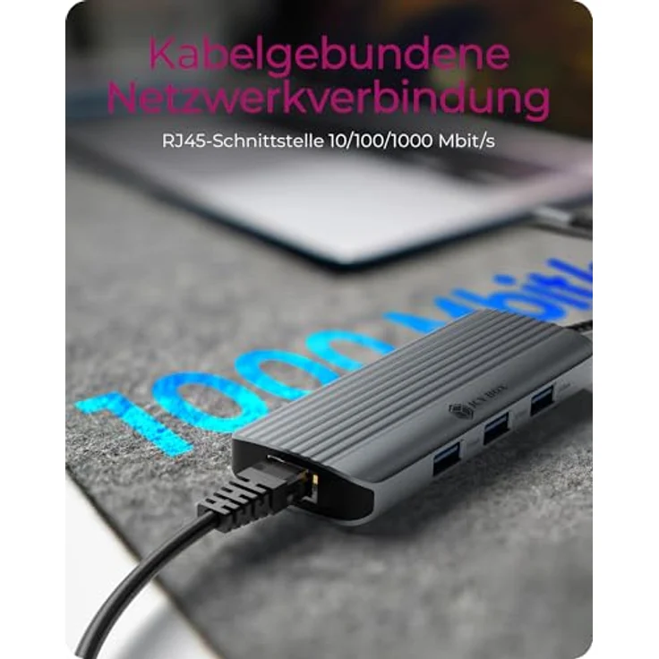 ICY BOX USB-C Docking Station (6-in-1) mit 1x HDMI (4K 60Hz), 3X USB 3.2 HUB, 100W Power Delivery, Aluminium, Gigabit-Ethernet, Windows & macOS, IB-DK4034a-CPD – Bild 3