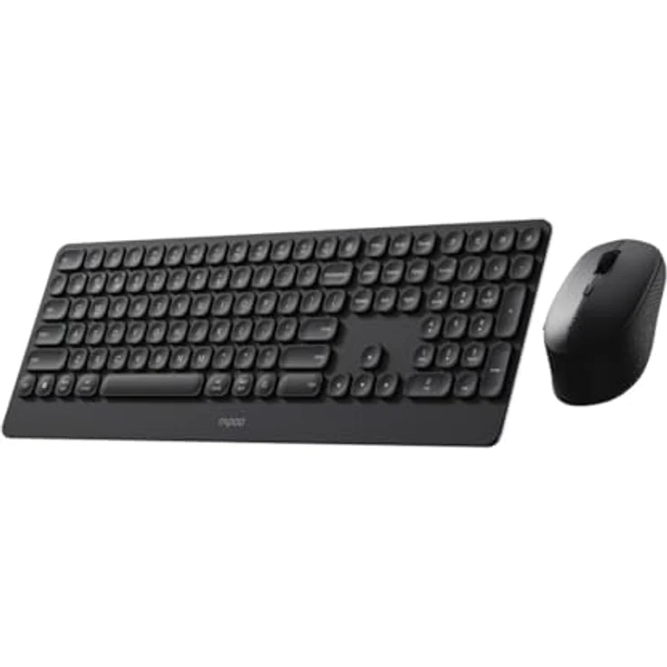 Rapoo 9390M, Kabelloses Bluetooth Tastatur und Maus Set mit Handballenauflage, QWERTZ Layout, Aluminium, Dunkelgrau – Bild 5