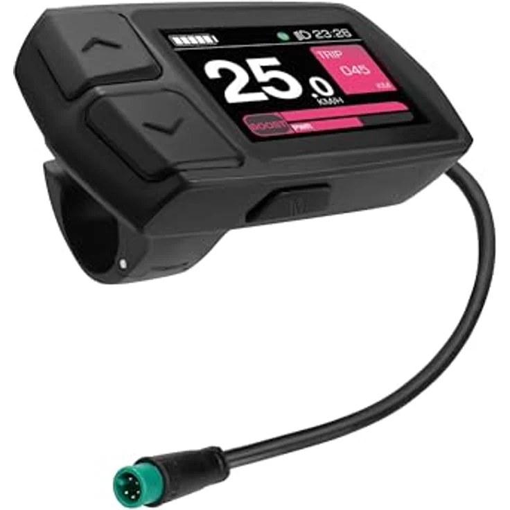 SachsenRAD E-Bike LCD Display Meter Fahrradcomputer, 2,0” IPS Hochhelligkeits-Hochauflösungsdisplay für 24V, 36V, 48V Elektrofahrräder, wasserdichter Stecker, 22,2 mm Lenker, schwarz – Bild 1